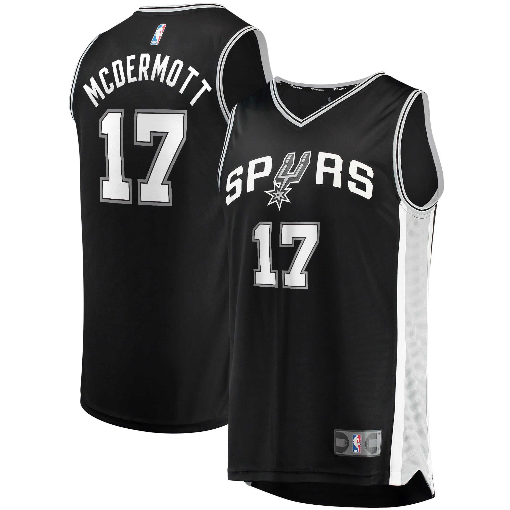 Men's Fanatics Branded Doug McDermott Black San Antonio Spurs 2021/22 Fast Break Replica Jersey - Icon Edition