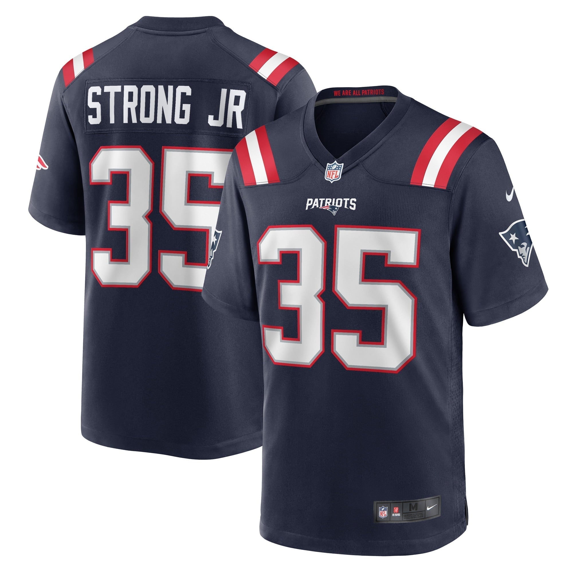 Men s Nike Pierre Strong Jr. Navy New England Patriots Game Player Jersey