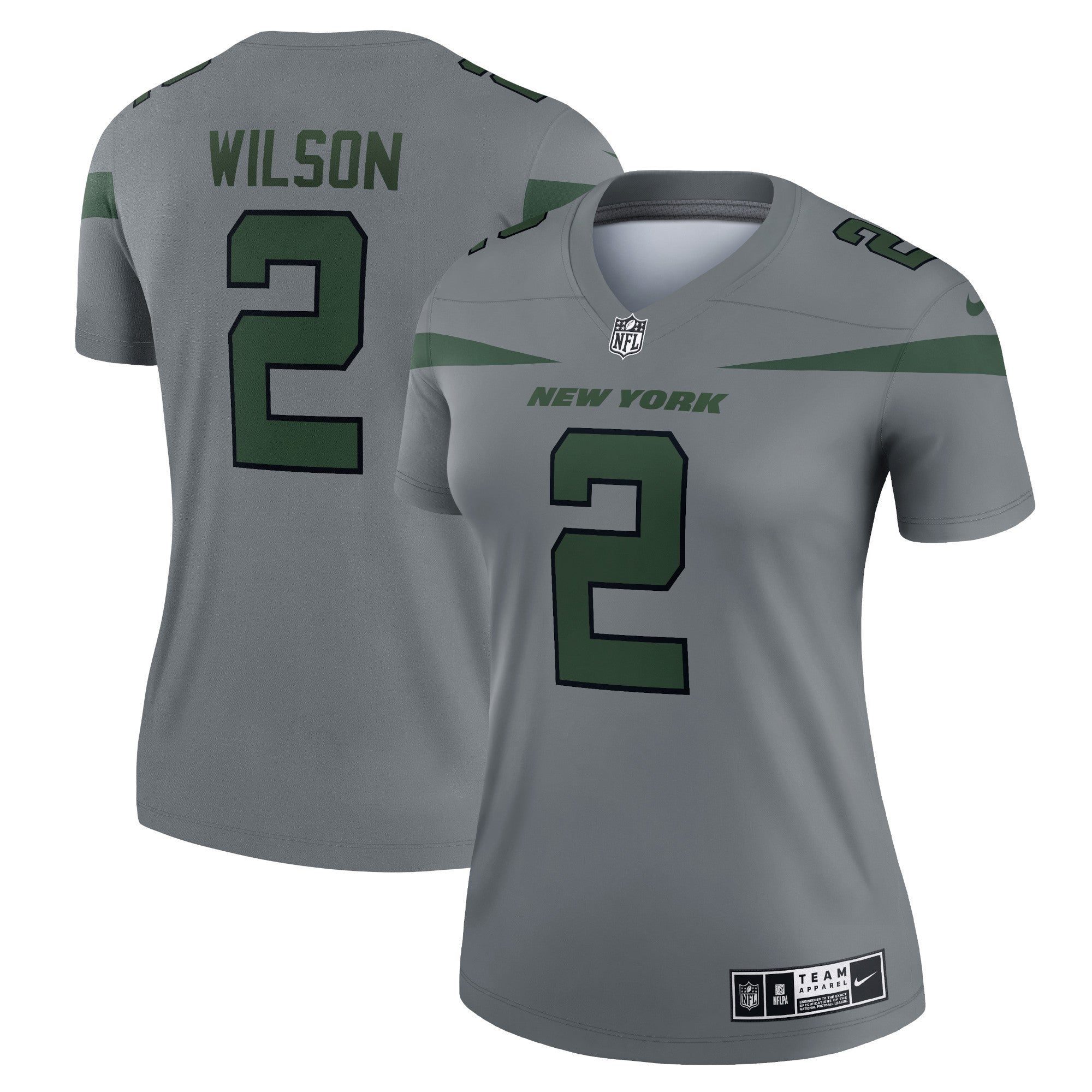 Zach Wilson New York Jets Nike Women s Inverted Legend Jersey   Gray