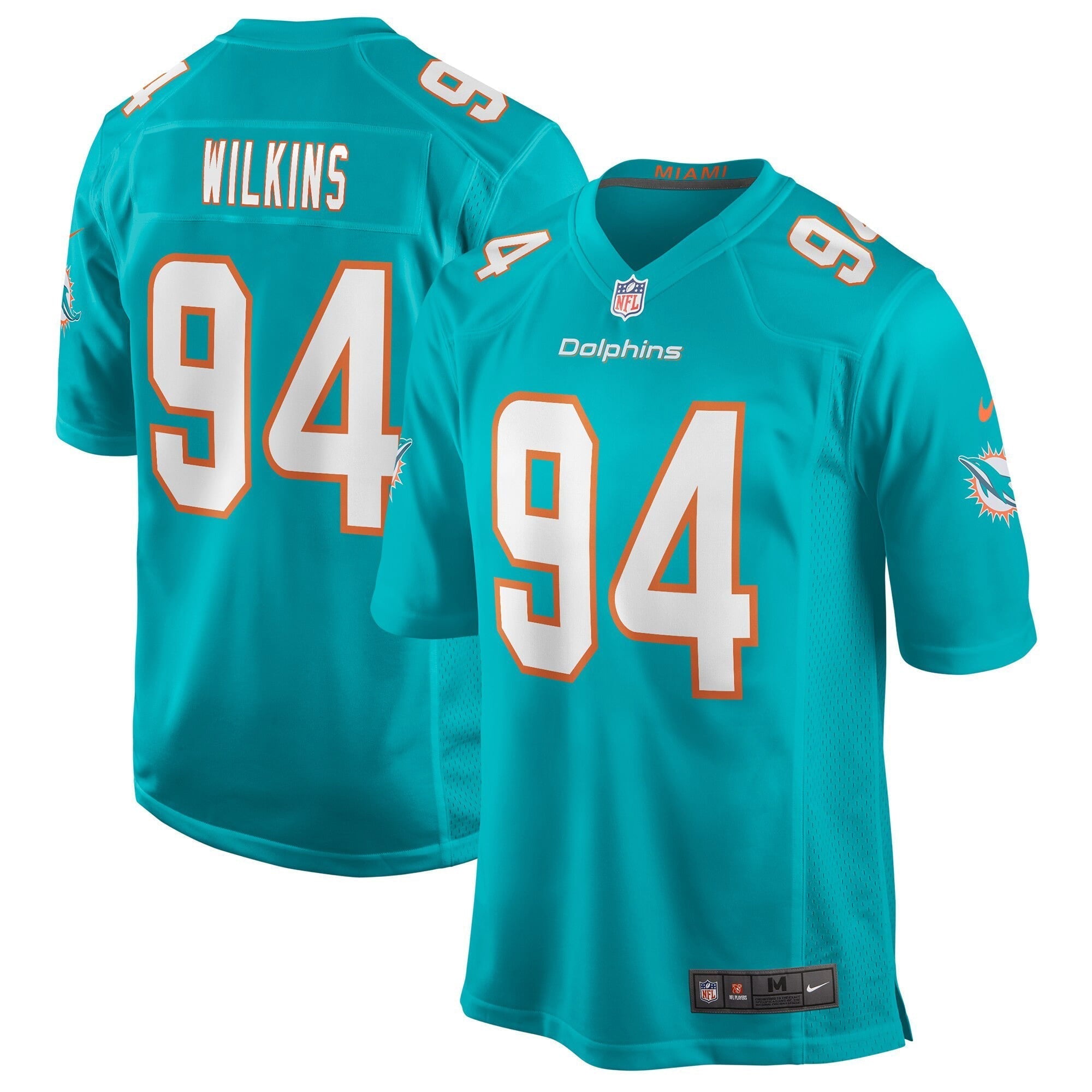 Men s Nike Christian Wilkins Aqua Miami Dolphins Game Jersey
