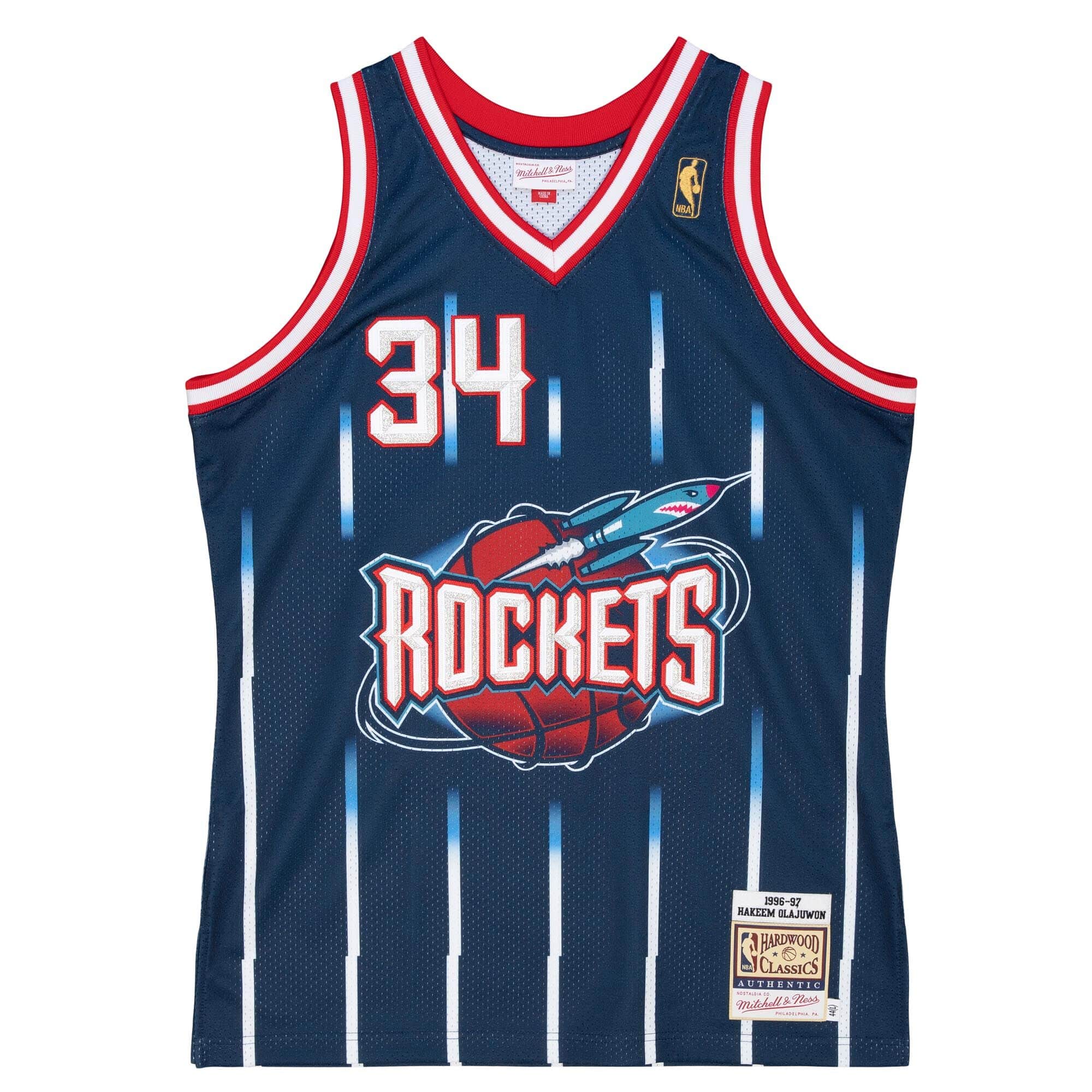 Authentic Hakeem Olajuwon Houston Rockets Road 1996-97 Jersey