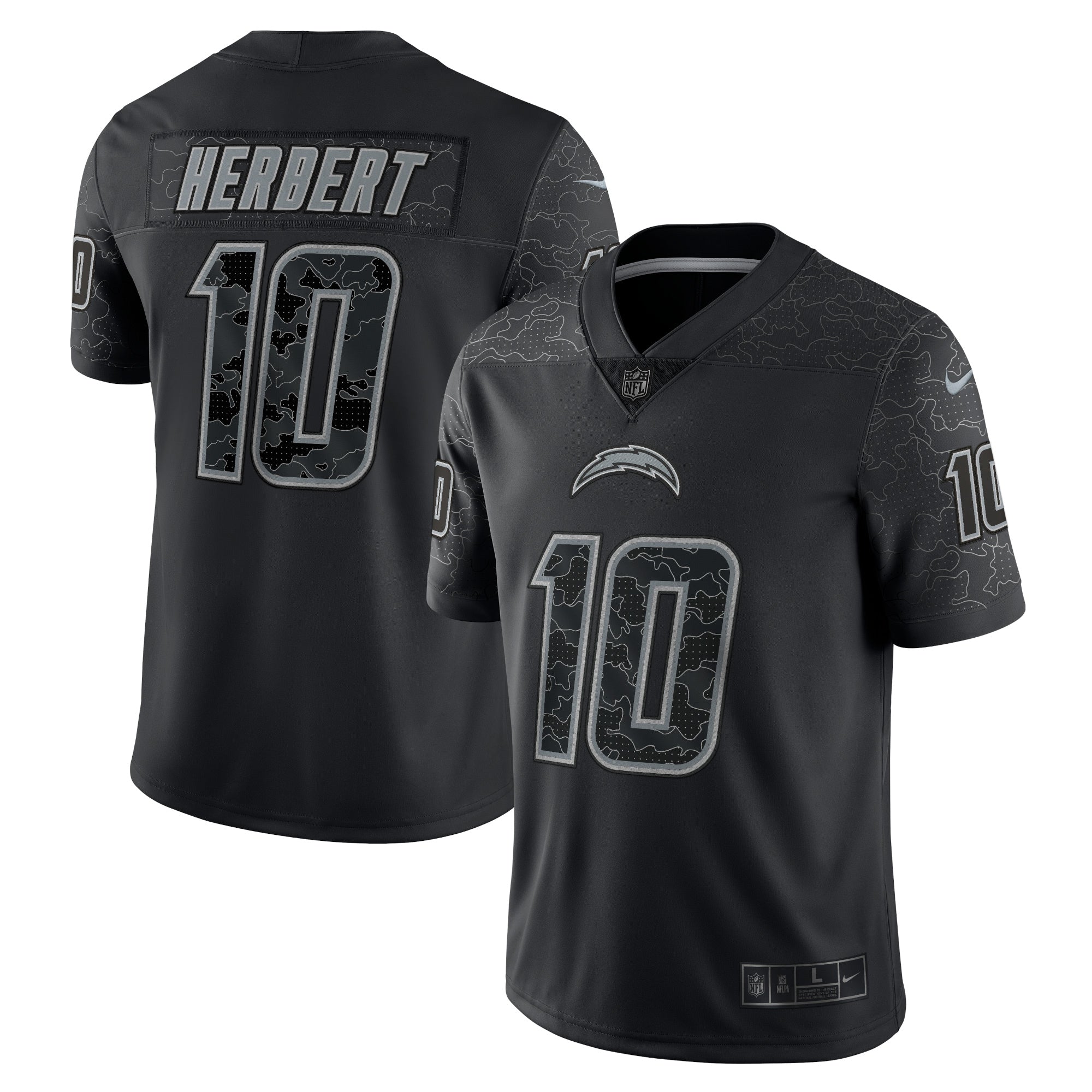 Justin Herbert Los Angeles Chargers Nike RFLCTV Limited Jersey   Black