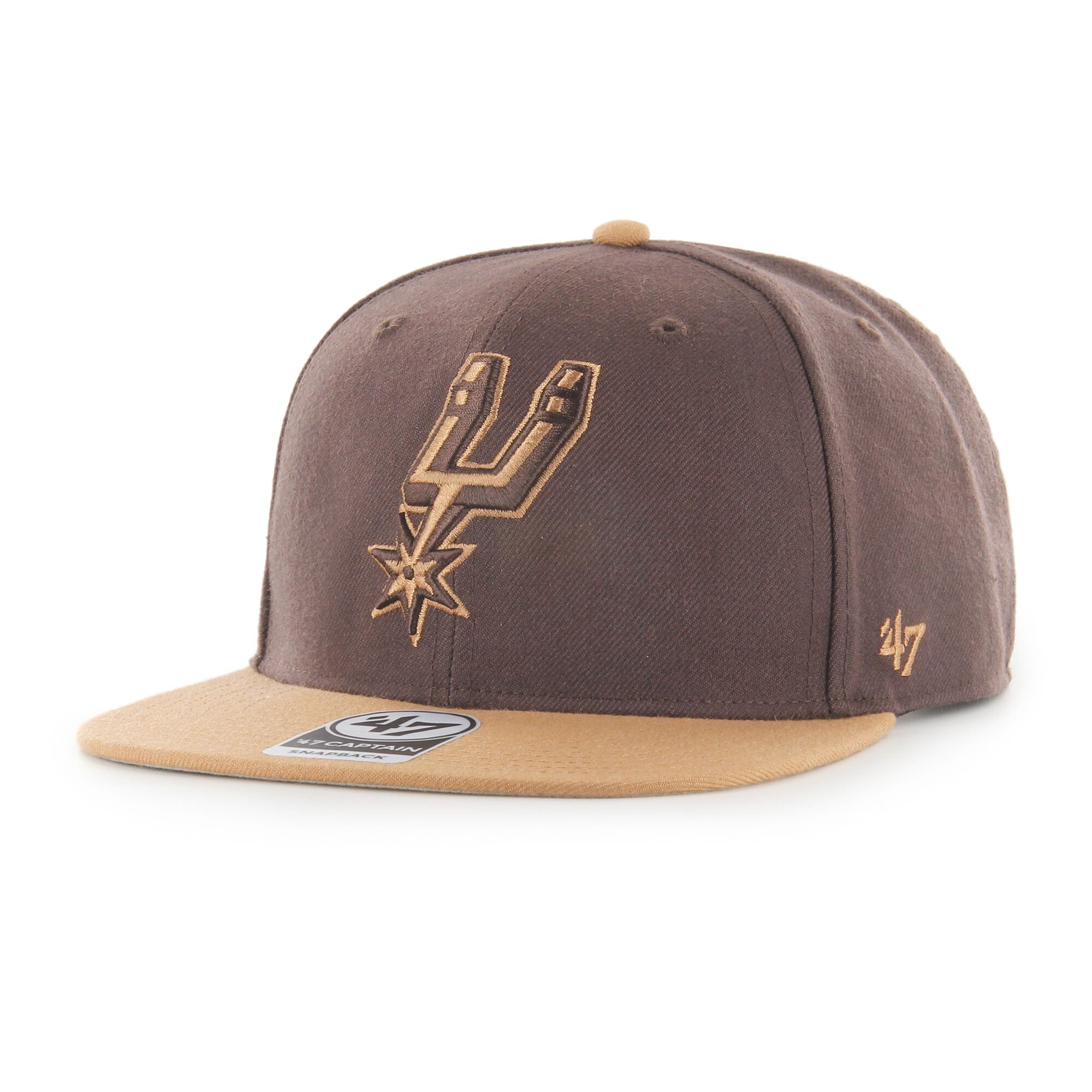 San Antonio Spurs '47 No Shot Two-Tone Captain Snapback Hat - Brown