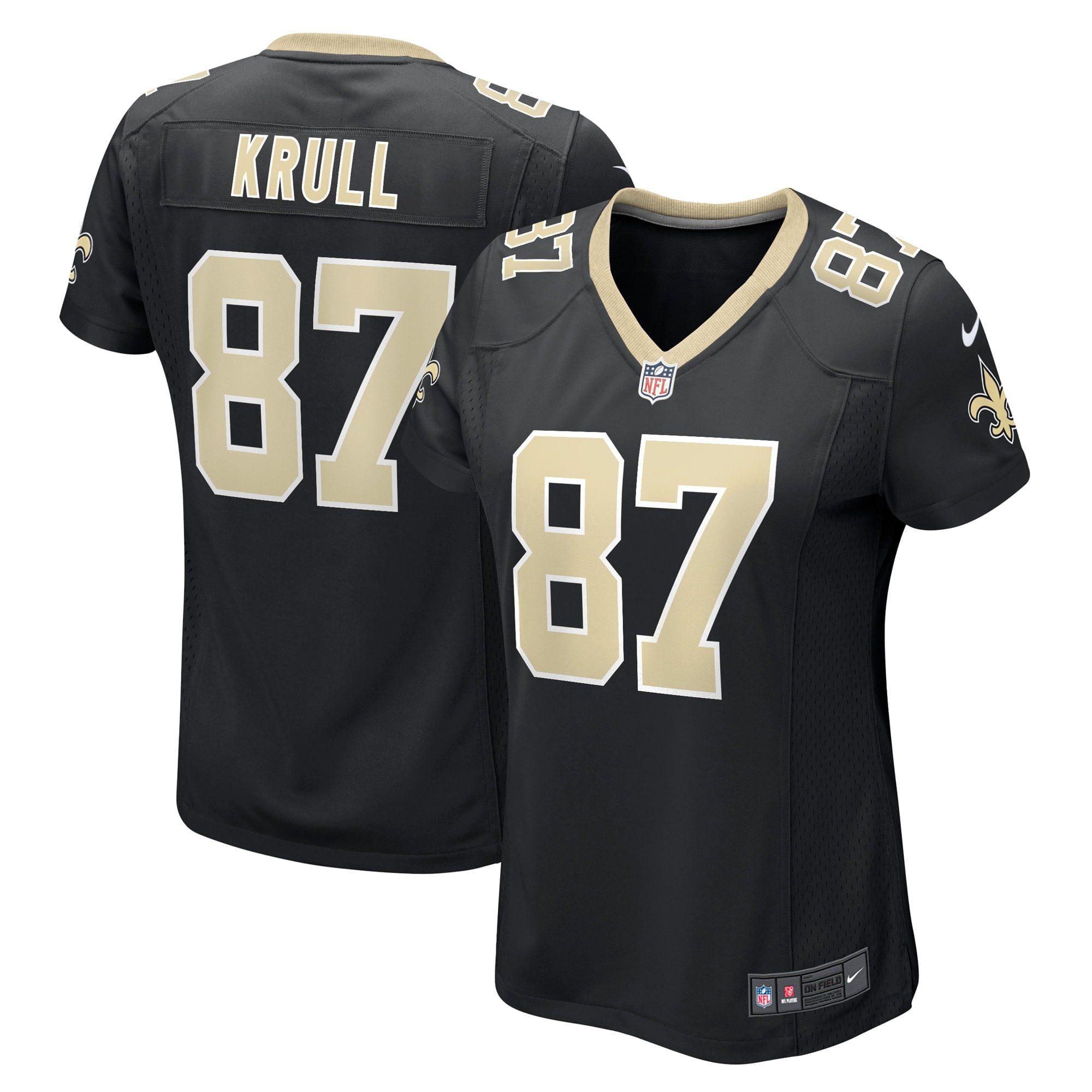 Women s Nike Lucas Krull Black New Orleans Saints Game Player Jersey