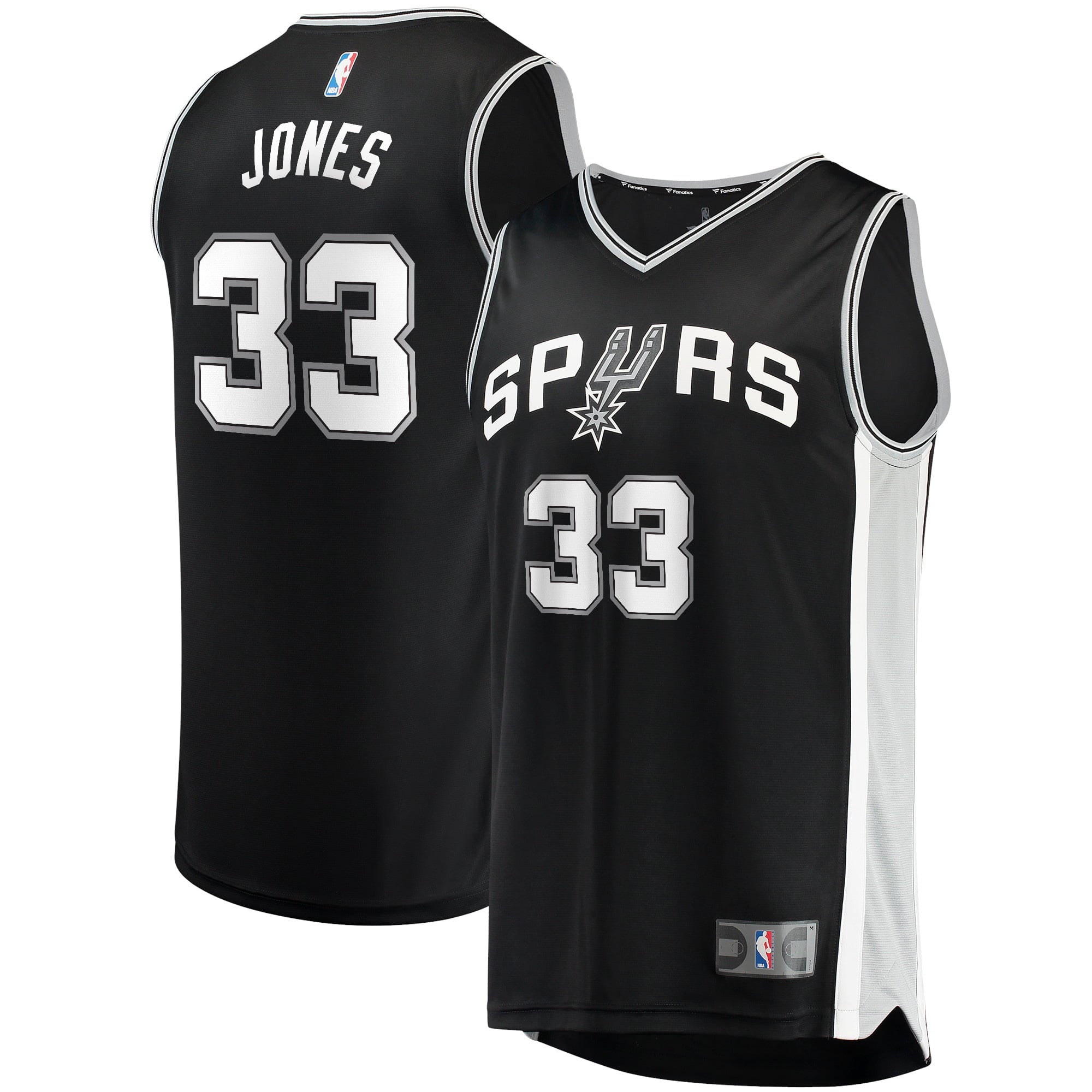 Men's Fanatics Branded Tre Jones Black San Antonio Spurs 2021/22 Fast Break Replica Jersey - Icon Edition