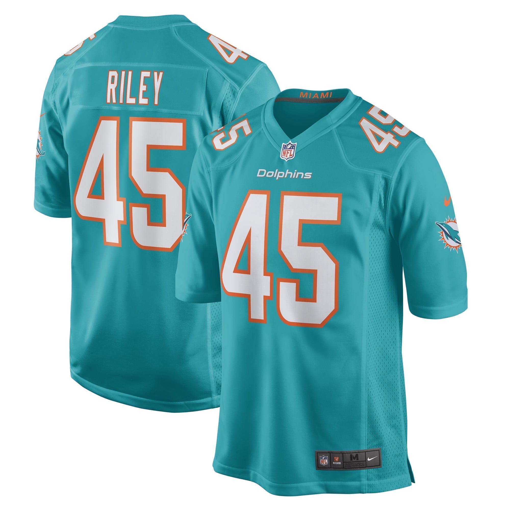 Men s Nike Duke Riley Aqua Miami Dolphins Game Jersey