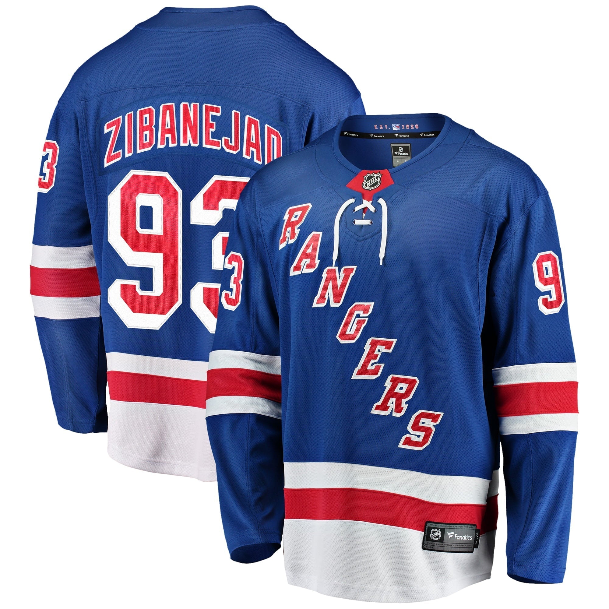 Men's Fanatics Branded Mika Zibanejad Blue New York Rangers Home Breakaway Player Game Jersey