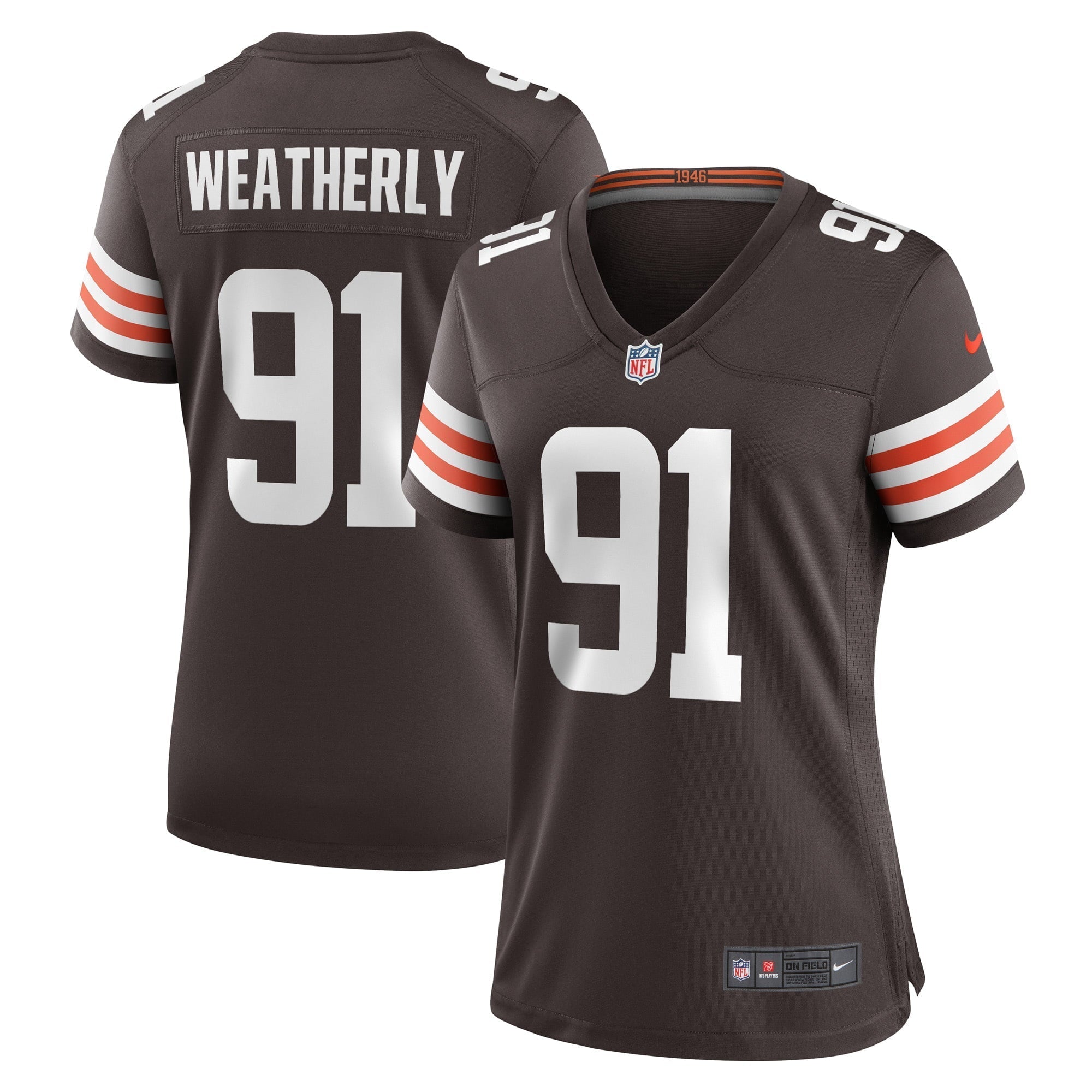 Women s Nike Stephen Weatherly Brown Cleveland Browns Game Player Jersey