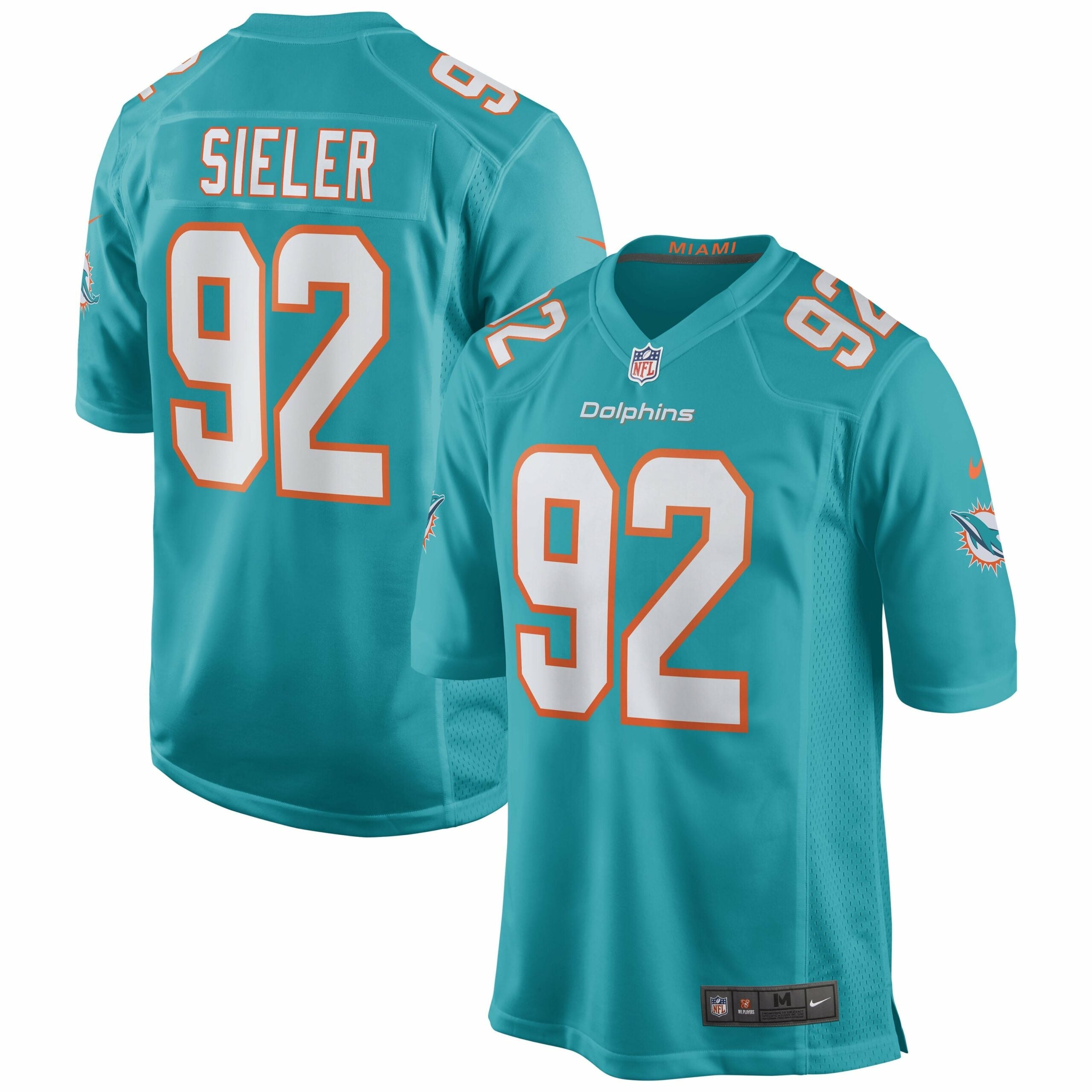 Men s Nike Zach Sieler Aqua Miami Dolphins Game Jersey