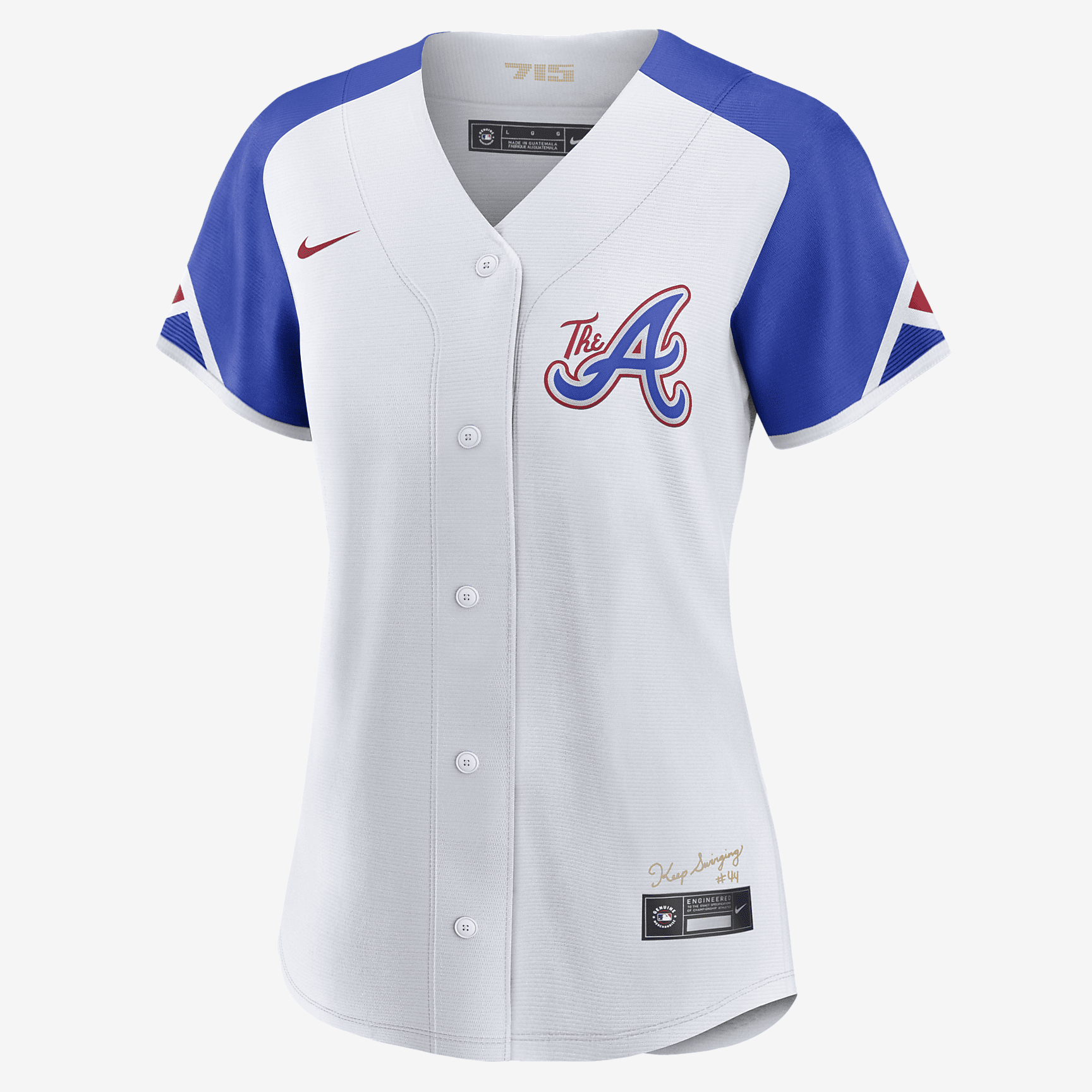 MLB Atlanta Braves City Connect (Ronald Acu?a Jr.) Women's Replica Baseball Jersey - White/Royal Blue