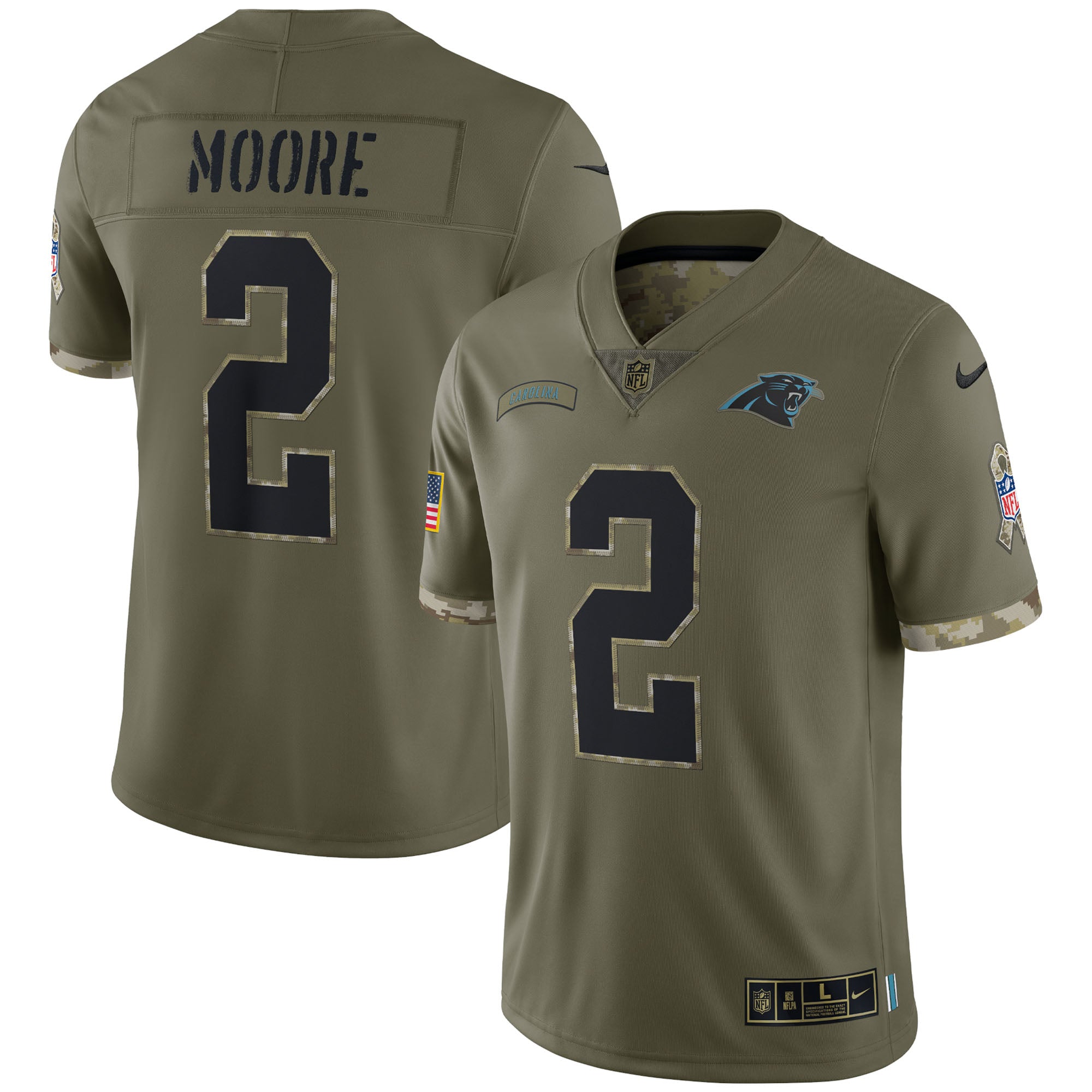 D.J. Moore Carolina Panthers Nike 2022 Salute To Service Limited Jersey   Olive