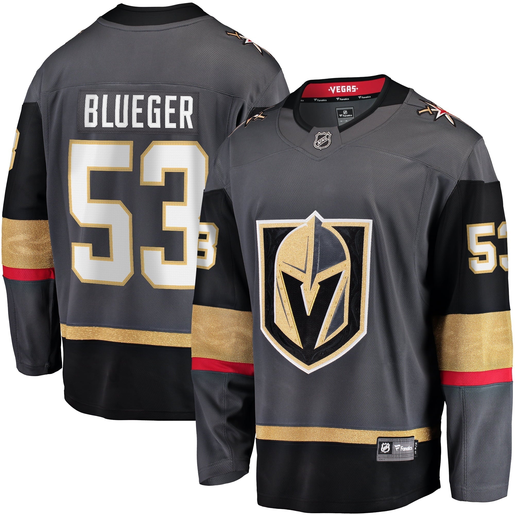 Men's Fanatics Branded Teddy Blueger Gray Vegas Golden Knights Home Breakaway Jersey