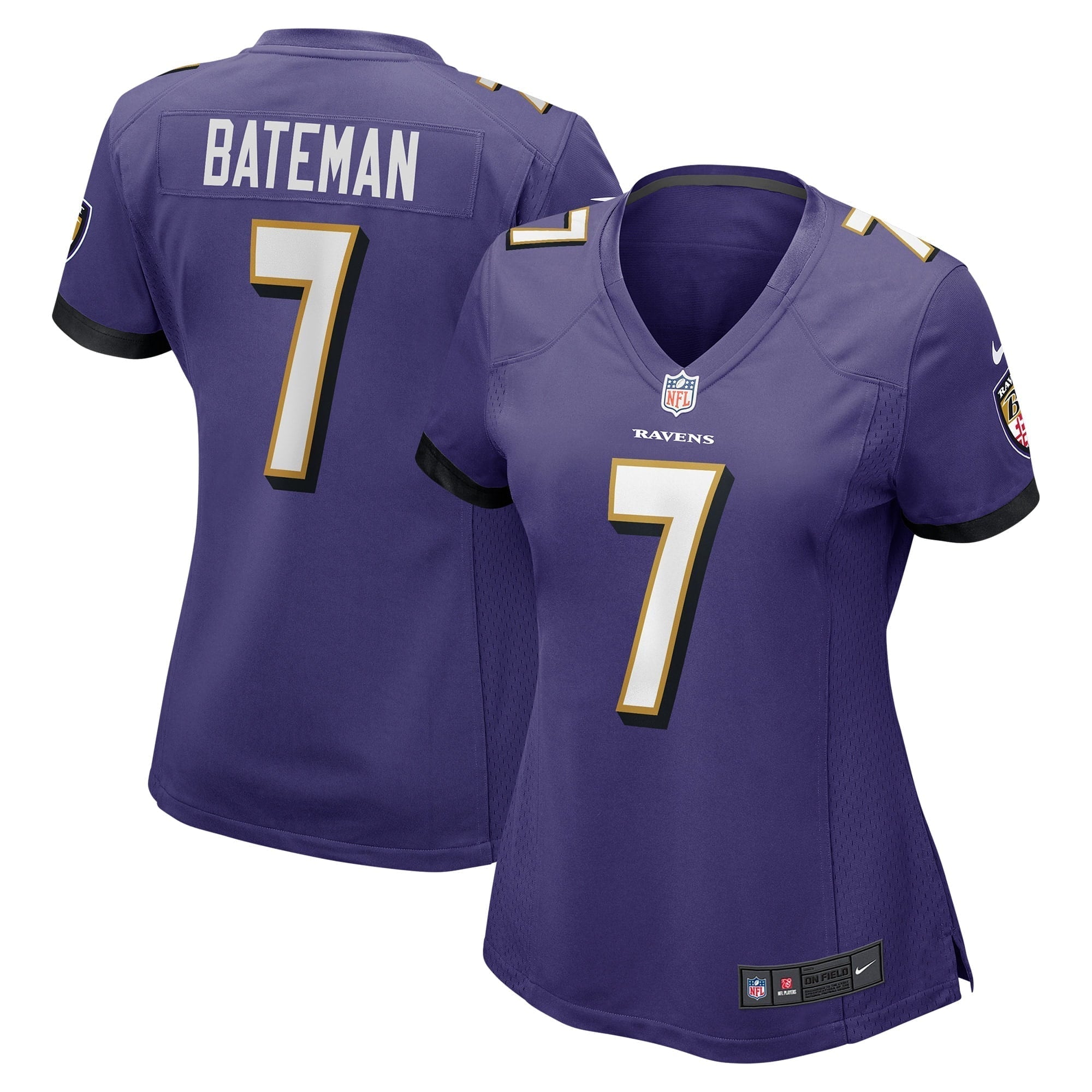 Women s Nike Rashod Bateman Purple Baltimore Ravens Game Jersey
