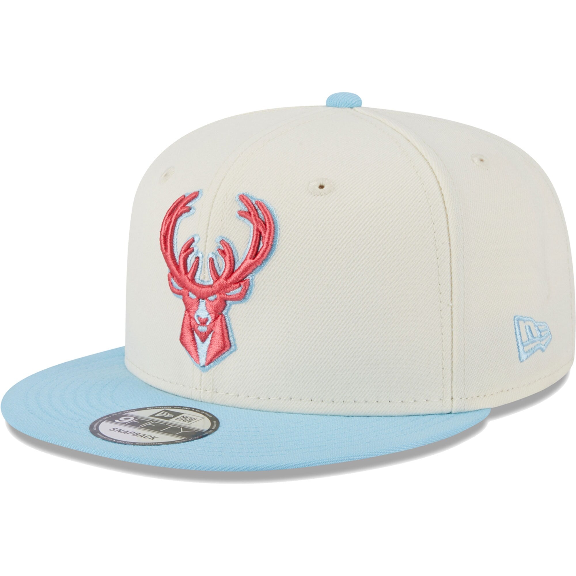 Milwaukee Bucks New Era 2-Tone Color Pack 9FIFTY Snapback Hat - White/Powder Blue