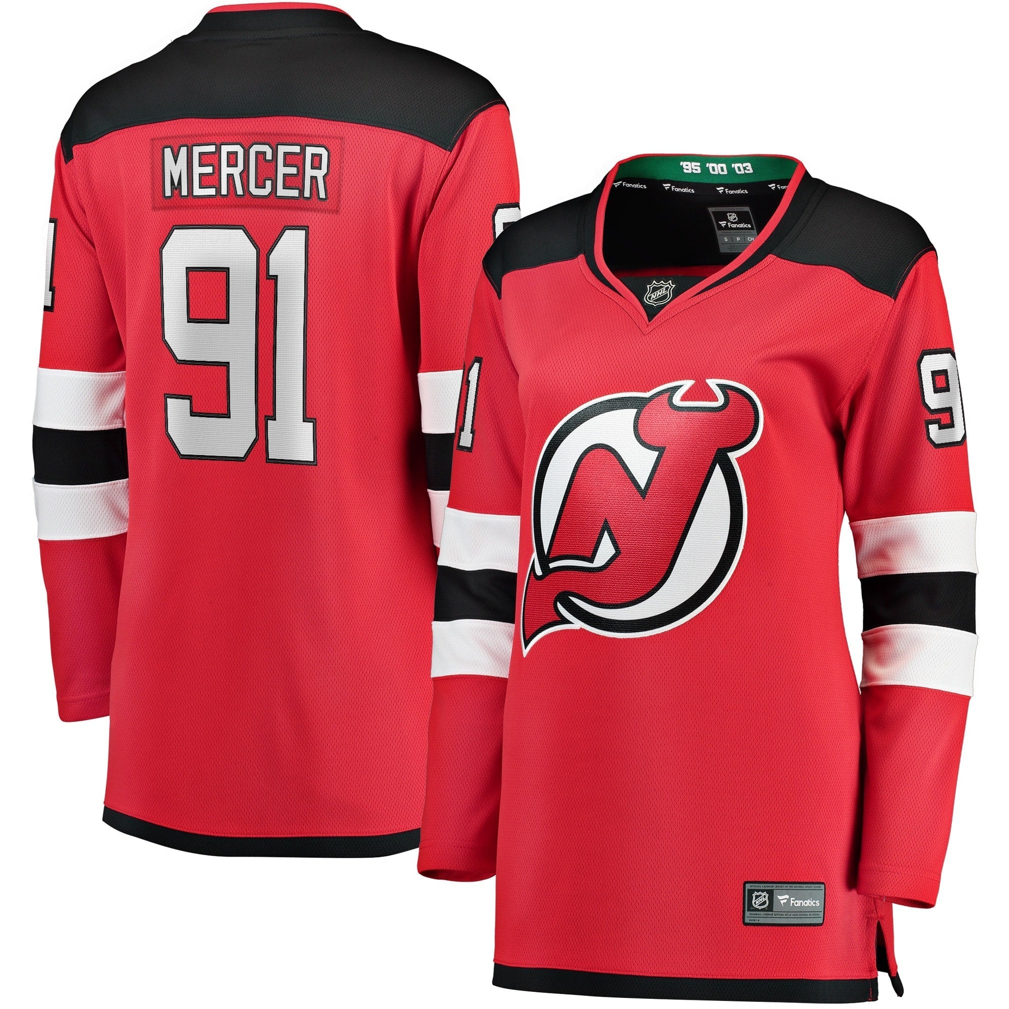Women's Fanatics Branded Dawson Mercer Red New Jersey Devils Home Breakaway Jersey