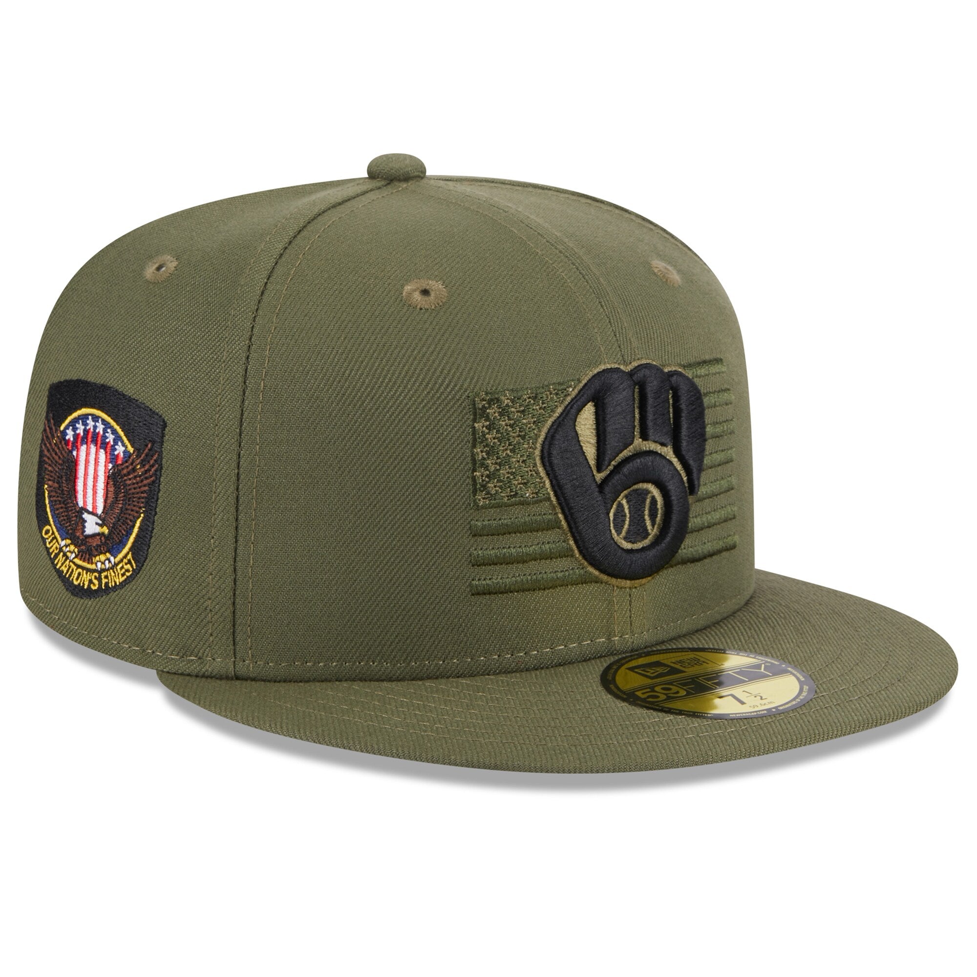 Milwaukee Brewers New Era 2023 Armed Forces Day On-Field 59FIFTY Fitted Hat - Green