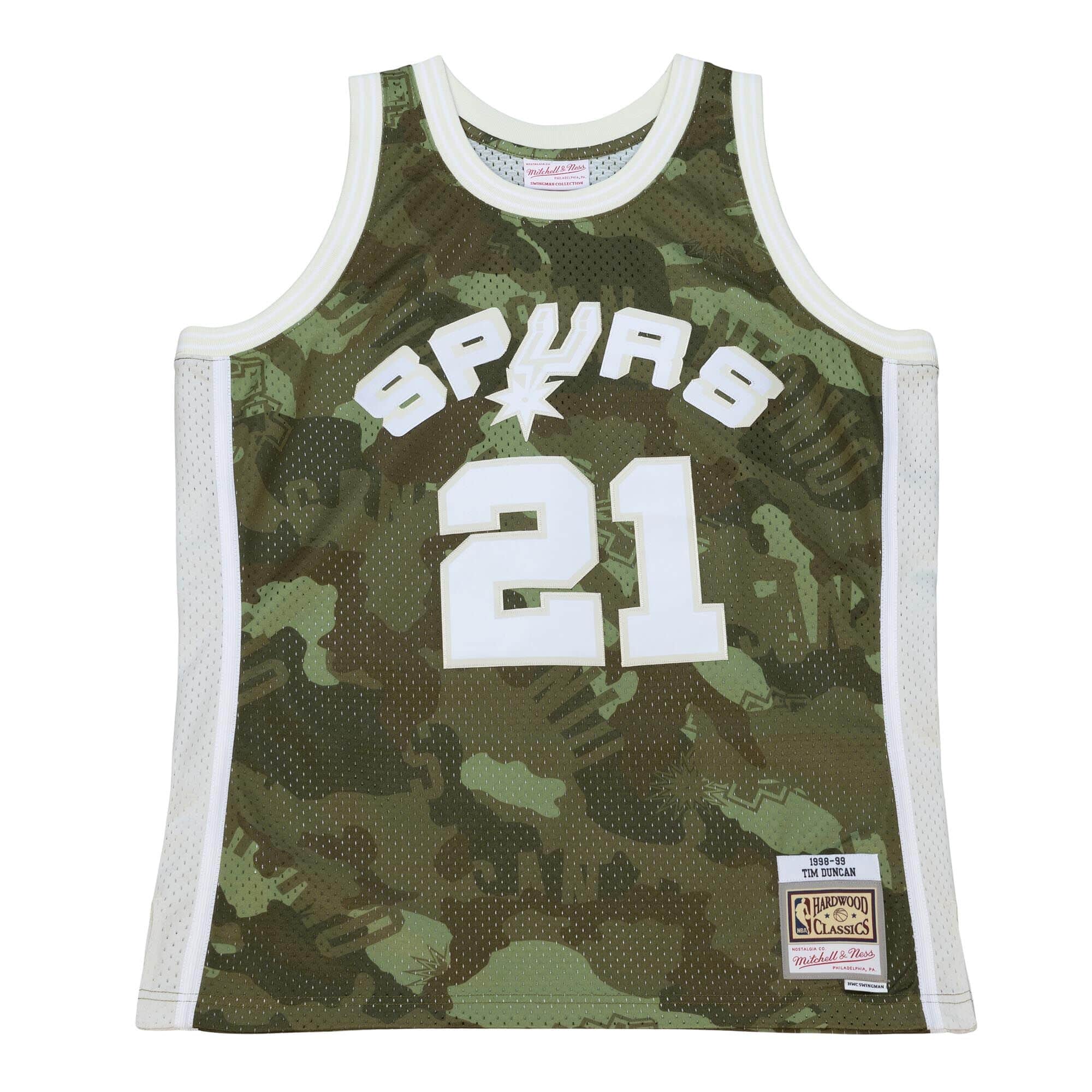 Ghost Green Camo Swingman Tim Duncan San Antonio Spurs 1998-99 Jersey