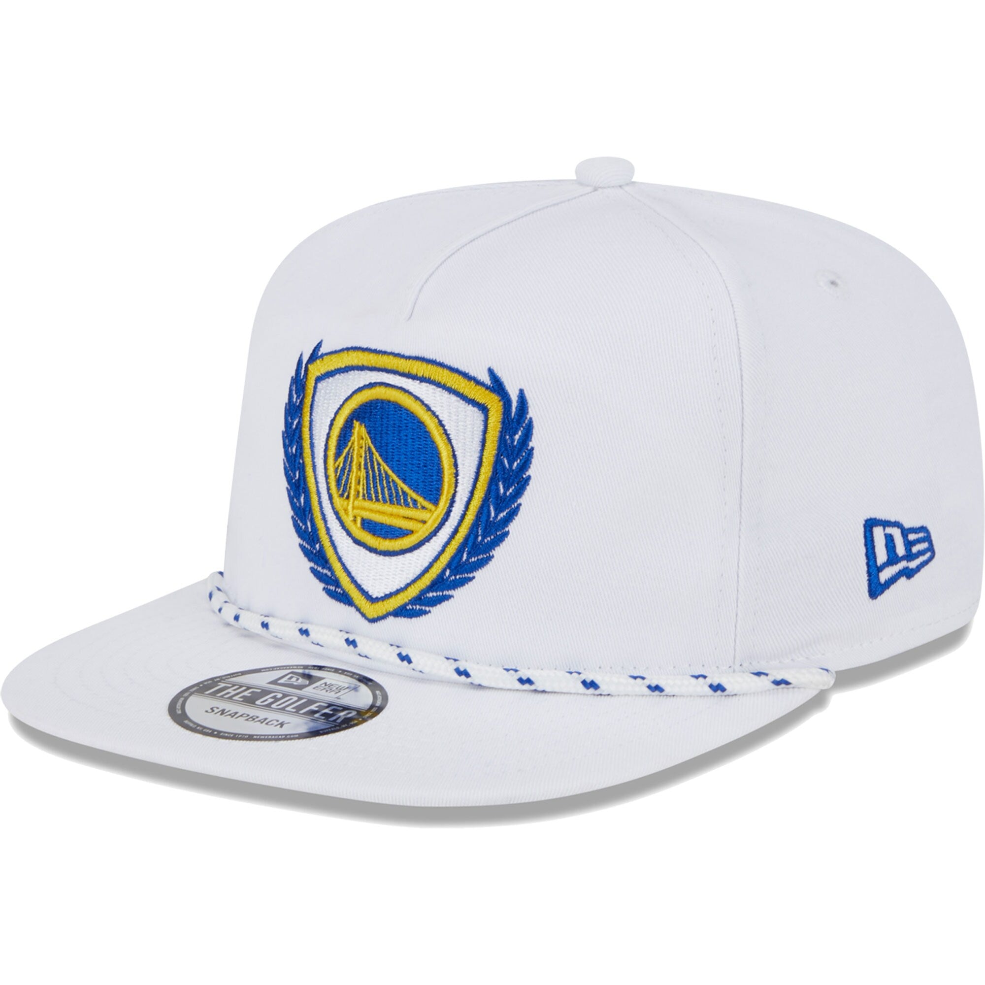 Golden State Warriors New Era The Golfer Crest Snapback Hat - White