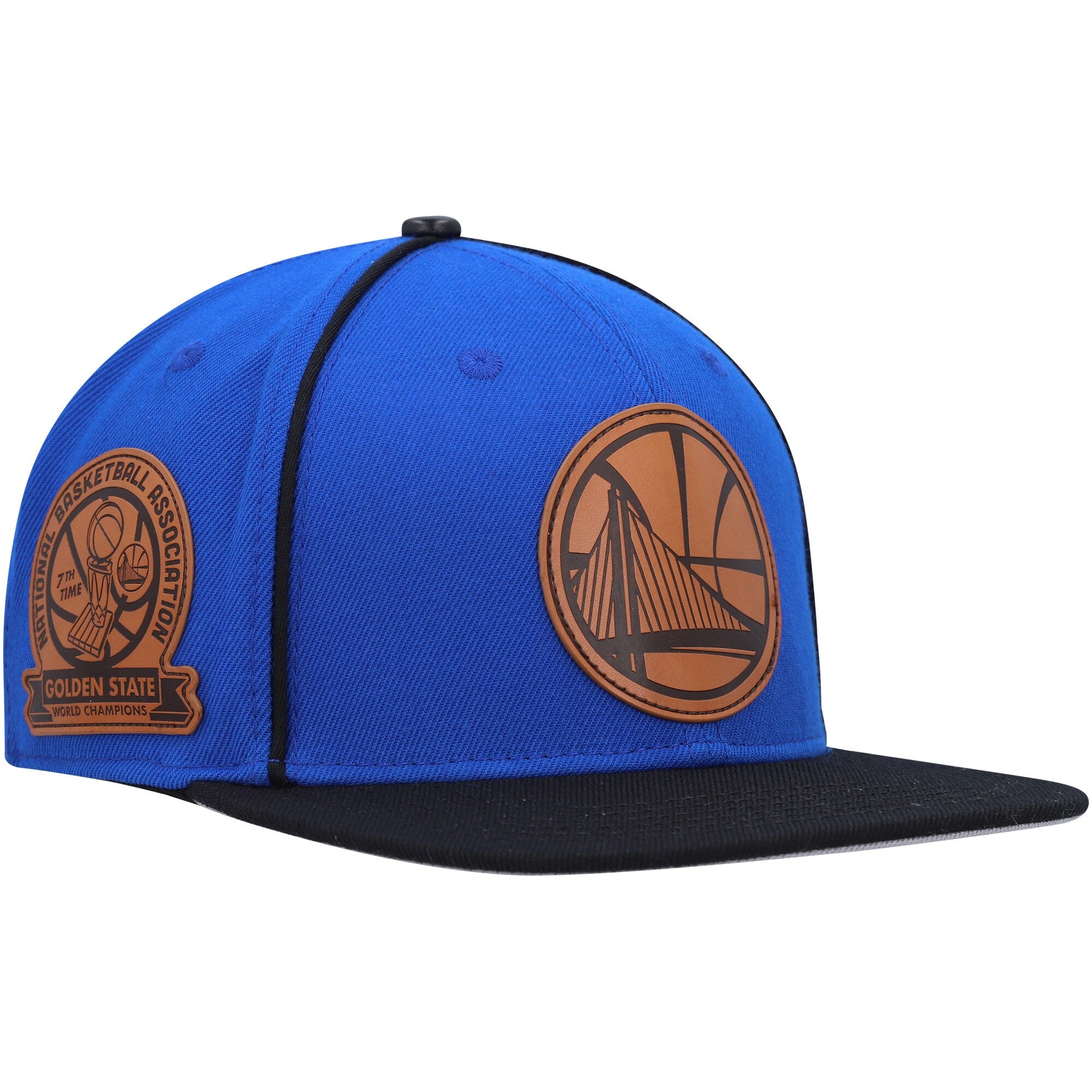 Golden State Warriors Pro Standard Heritage Leather Patch Snapback Hat - Royal/Black