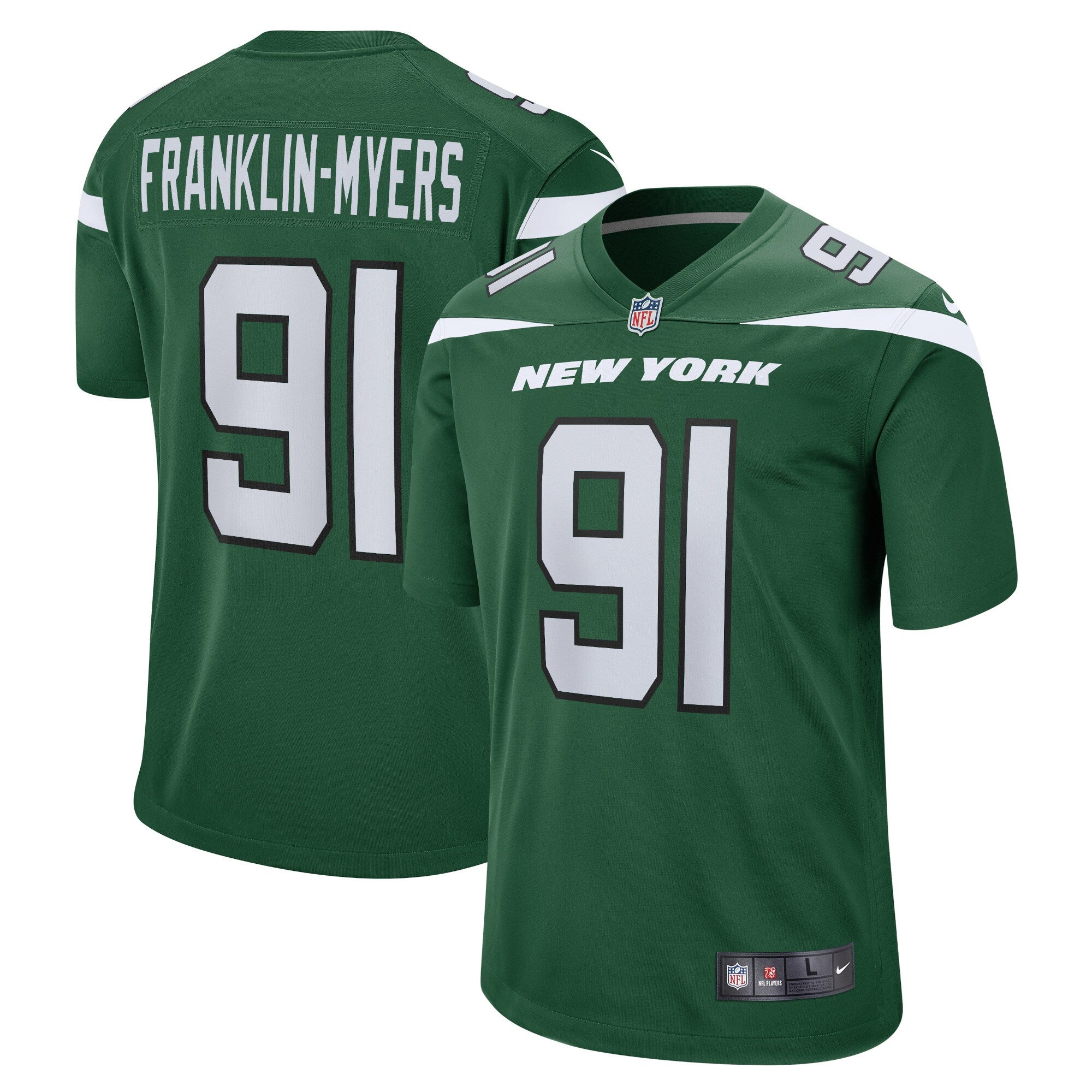 John Franklin-Myers New York Jets Nike Game Jersey   Gotham Green