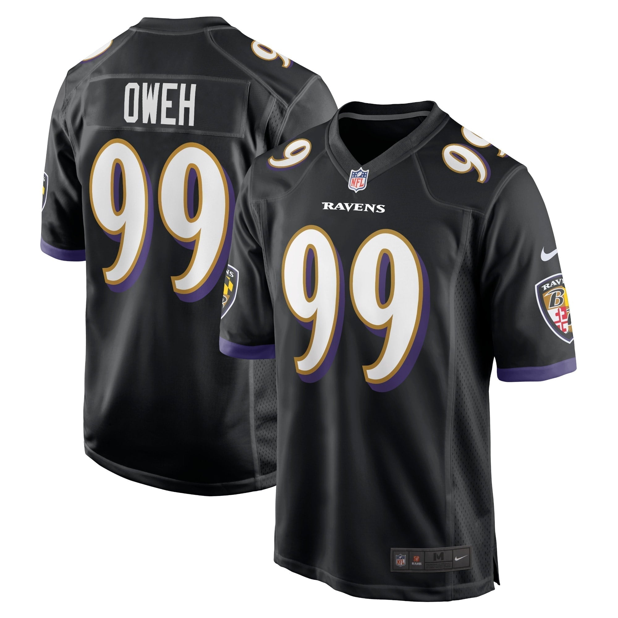 Men s Nike Odafe Oweh Black Baltimore Ravens Game Jersey