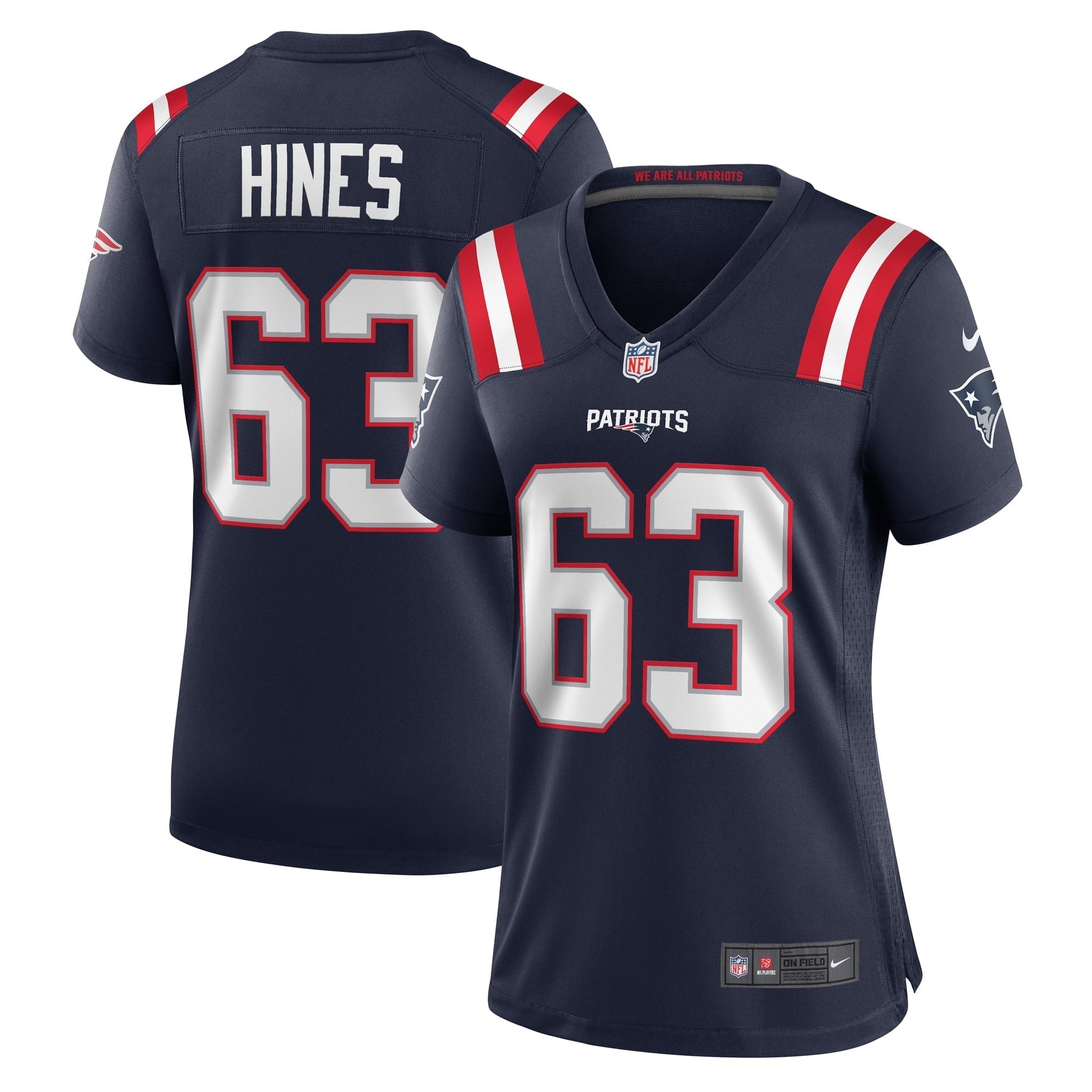 Women s Nike Chasen Hines Navy New England Patriots Game Player Jersey