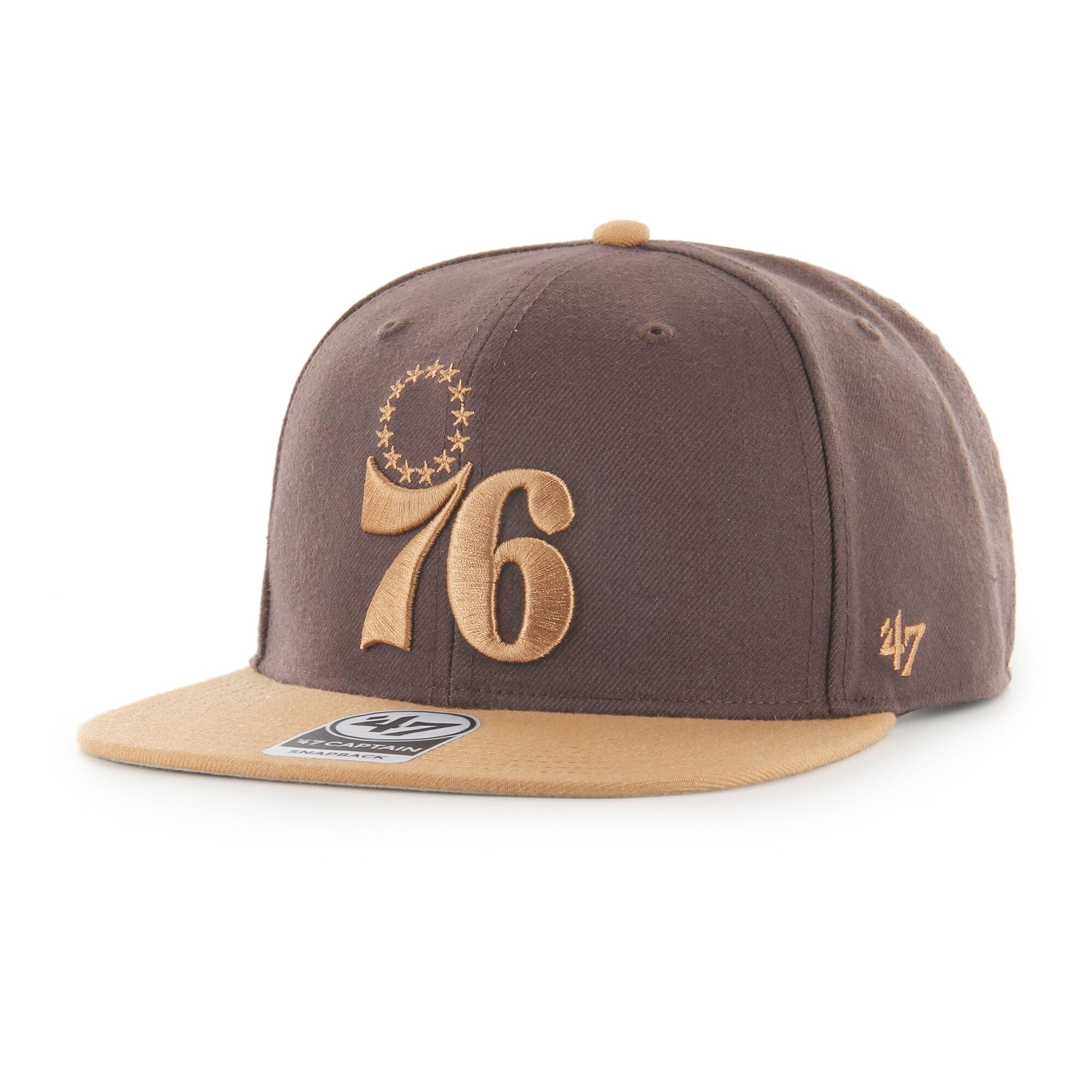 Philadelphia 76ers '47 No Shot Two-Tone Captain Snapback Hat - Brown