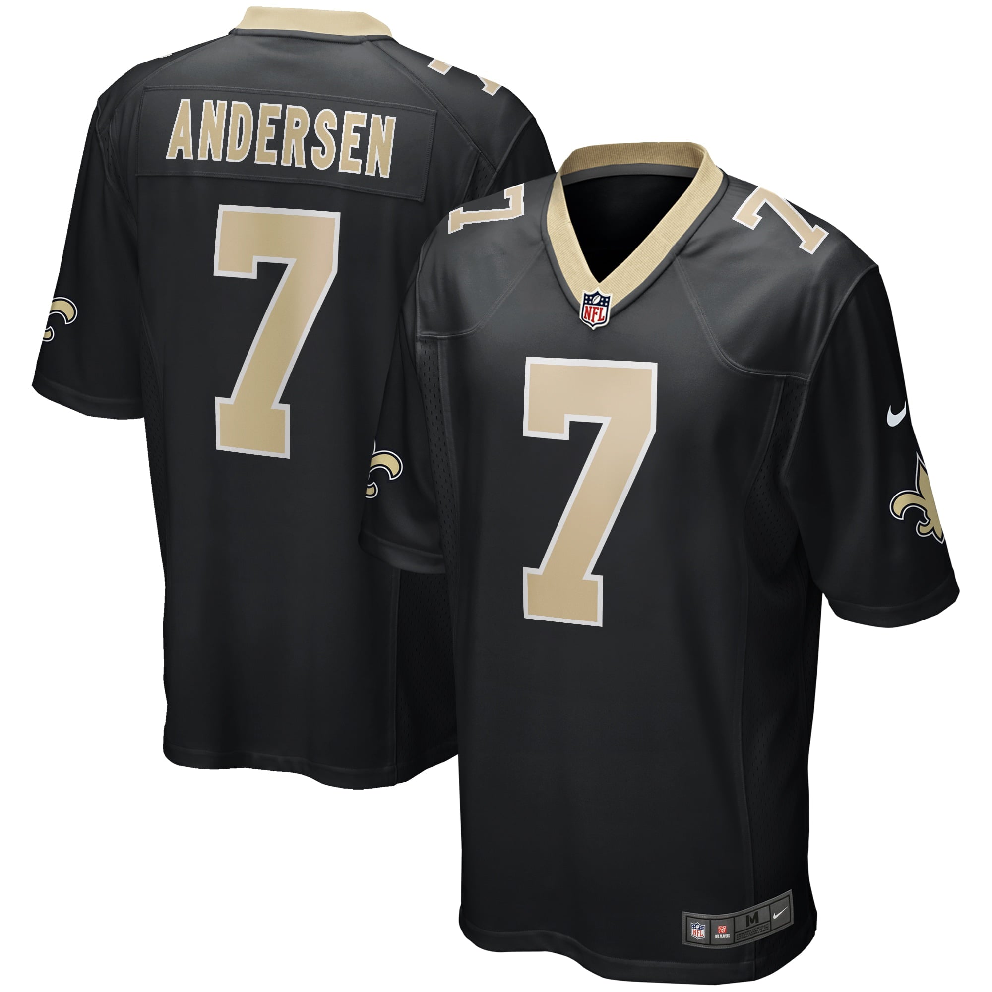 Men s Nike Morten Andersen Black New Orleans Saints Game Retired Player Jersey