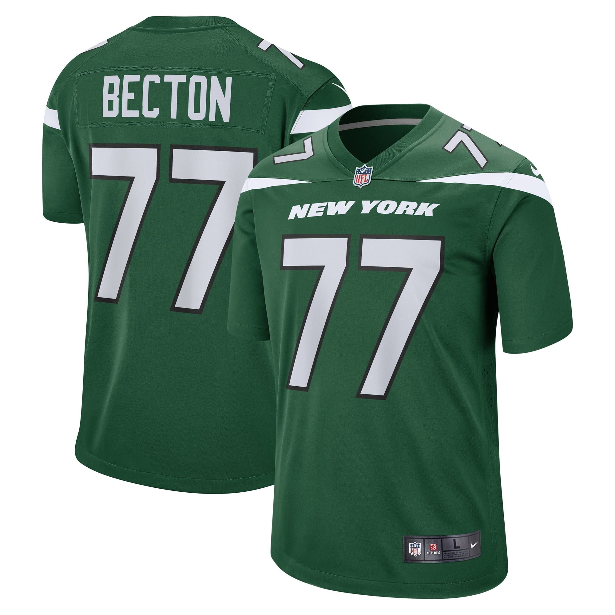 Men s Nike Mekhi Becton Gotham Green New York Jets Player Game Jersey