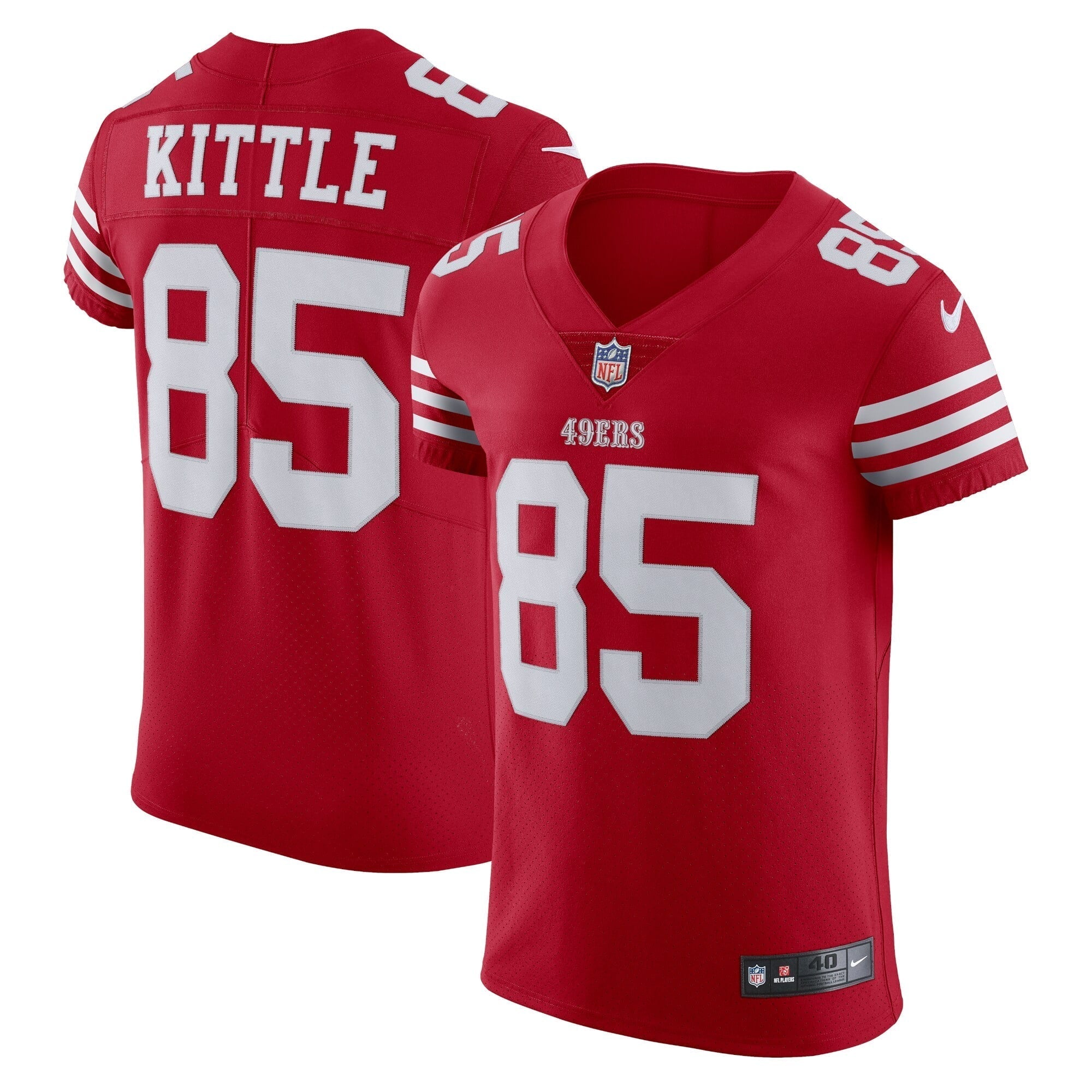 Men s Nike George Kittle Scarlet San Francisco 49ers Vapor Elite Jersey