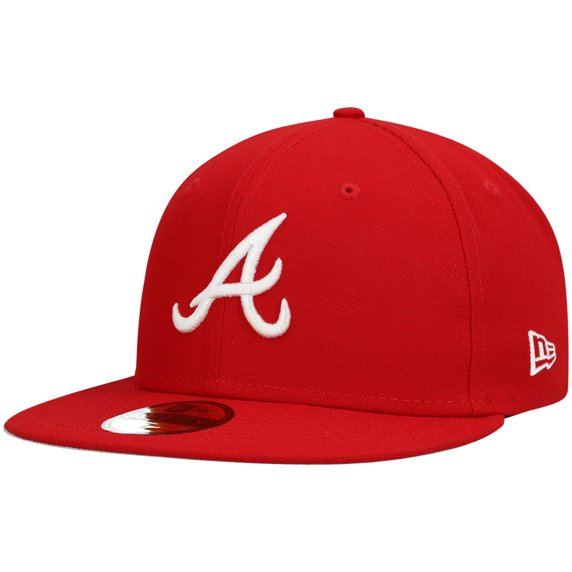 Atlanta Braves New Era White Logo 59FIFTY Fitted Hat - Red