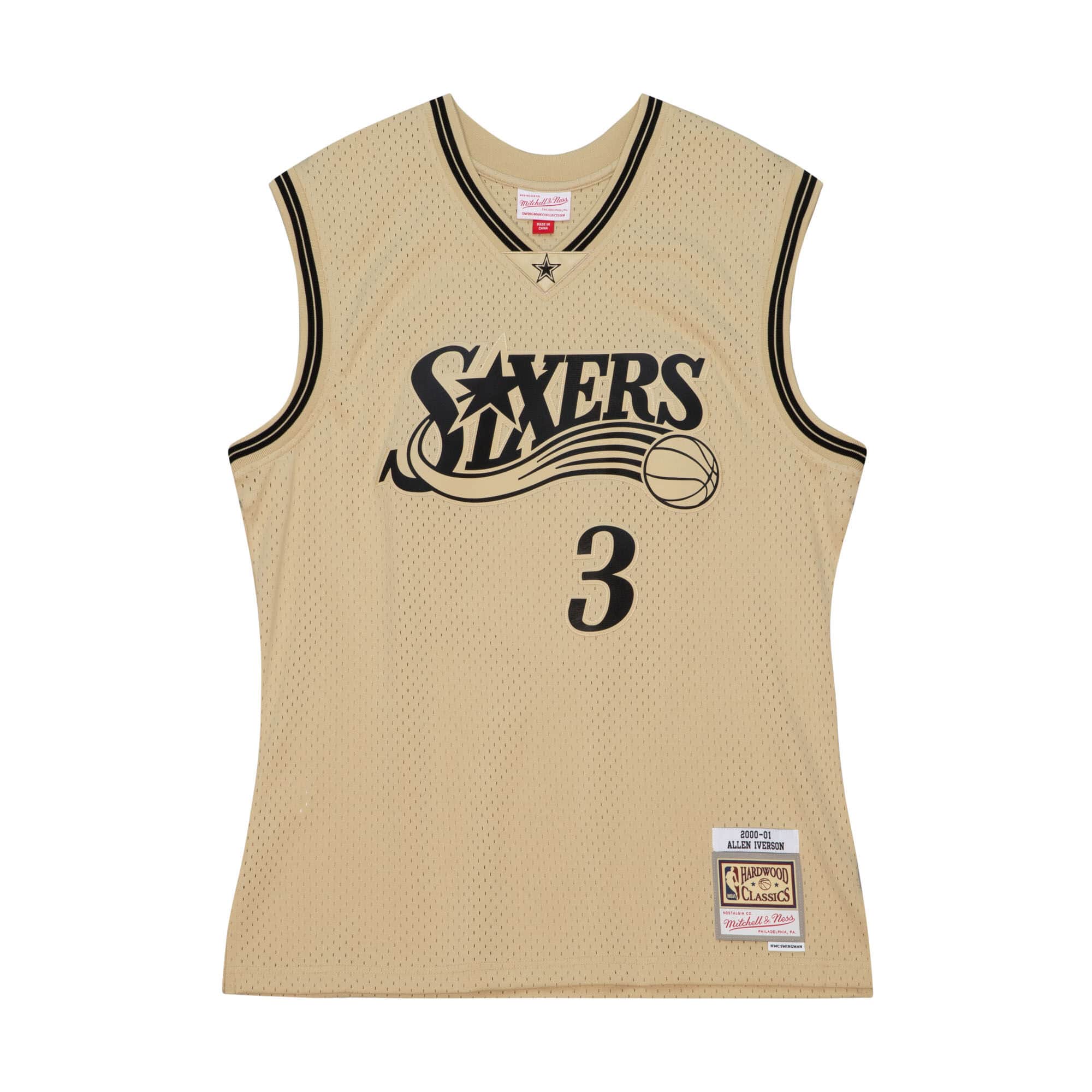 Khaki Black Swingman Allen Iverson Philadelphia 76ers 2000-01 Jersey