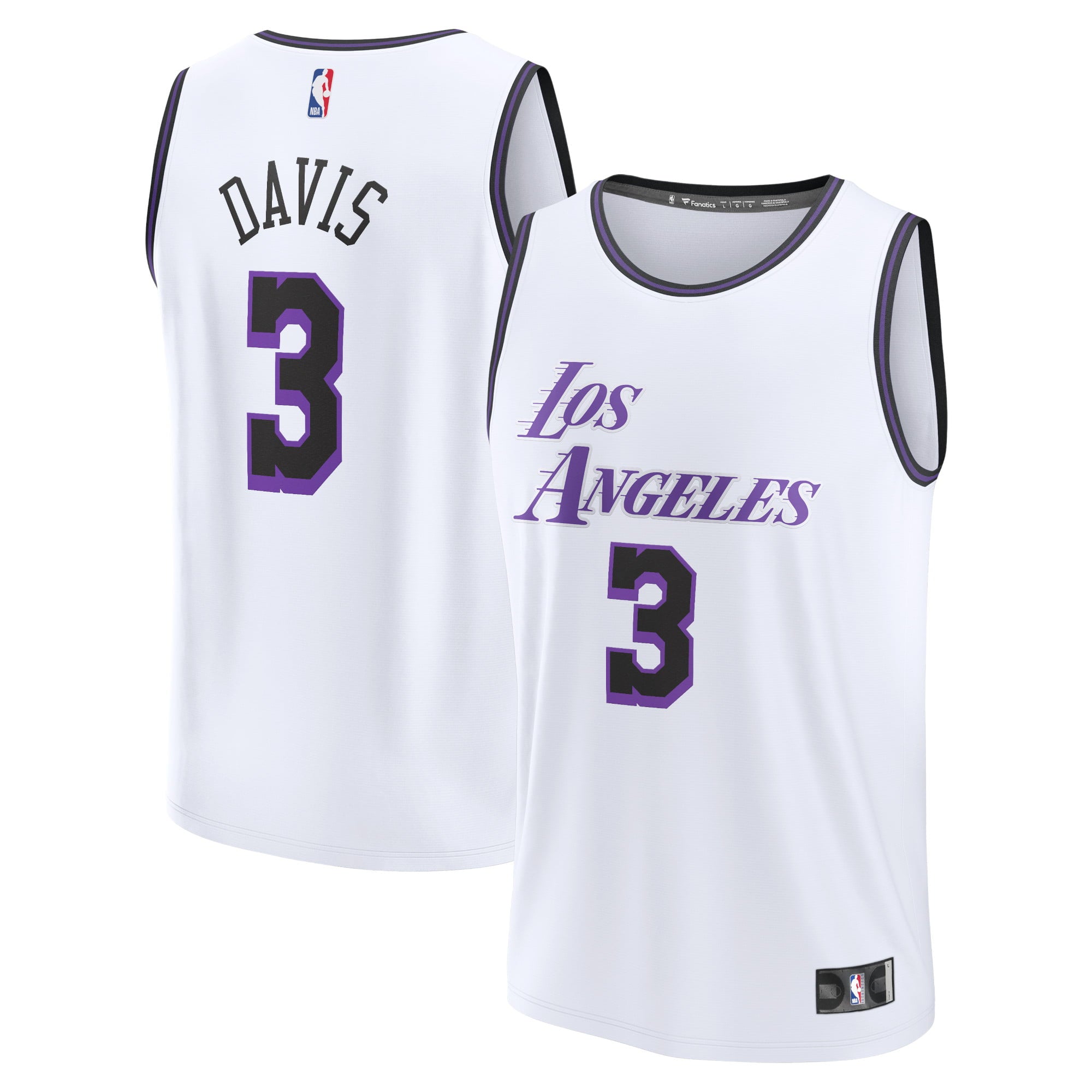 Youth Fanatics Branded Anthony Davis White Los Angeles Lakers 2022/23 Fastbreak Jersey - City Edition