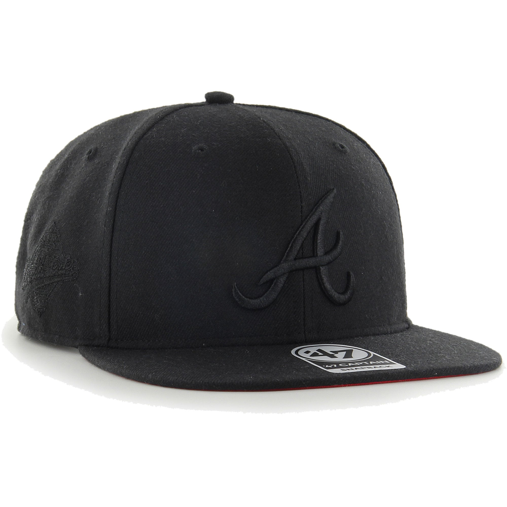 Atlanta Braves '47 Black on Black Sure Shot Captain Snapback Hat
