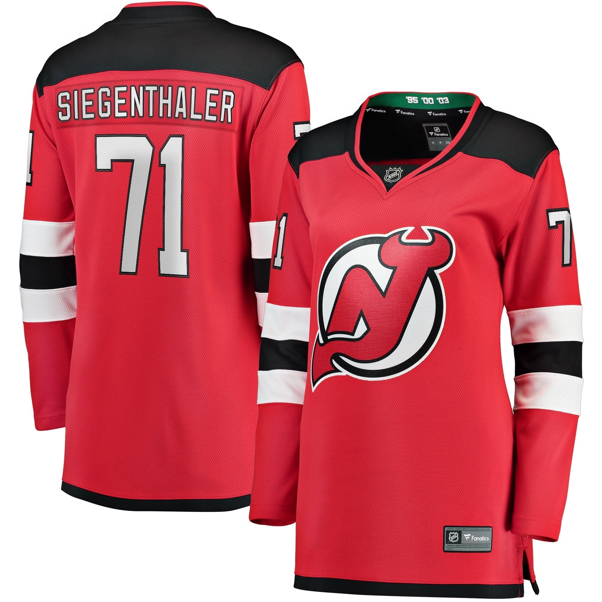 Women's Fanatics Branded Jonas Siegenthaler Red New Jersey Devils Home Breakaway Player Jersey